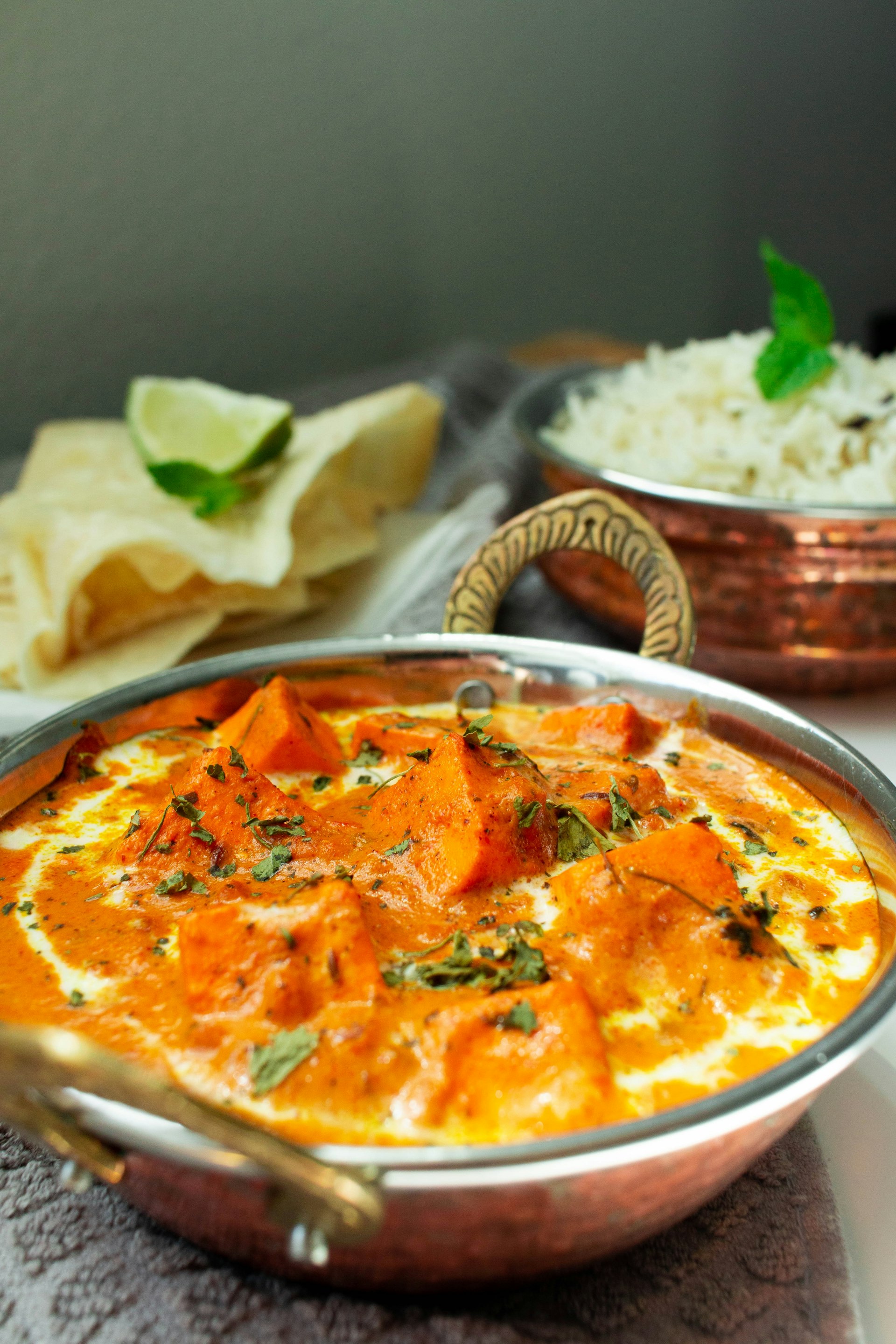 Macro of a rich, glossy curry